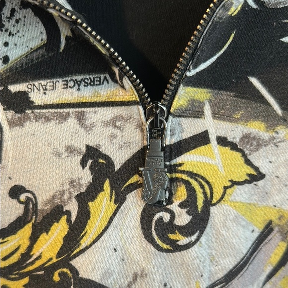 Versace Jeans Black and Yellow Graphic Men's Polo Shirt - Picture 3 of 6